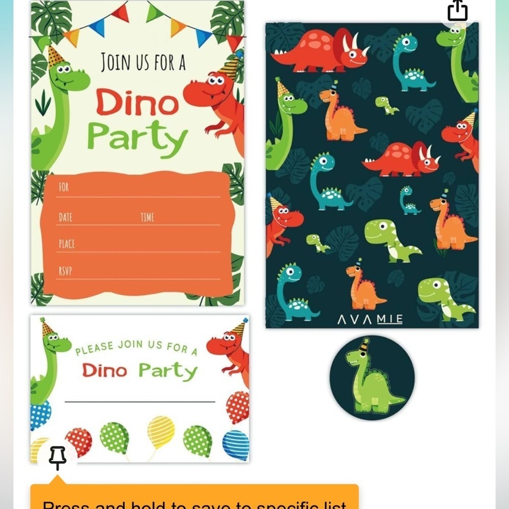 20 Pack Dino Party Dinosaur Invitations with Envelopes and Stickers - Picture 5 of 8